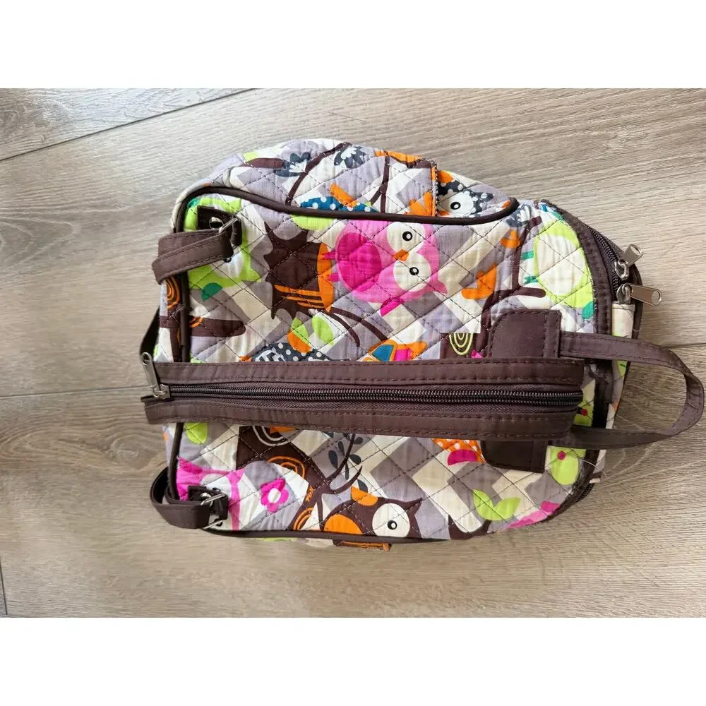 N. girl Mini Quilted Owl Print Backpack - Monogram M